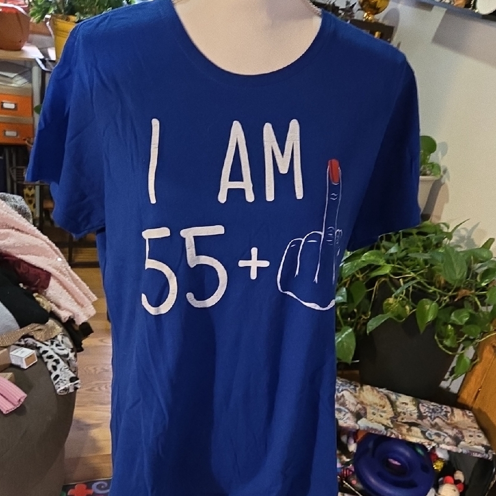 Blue Graphic T-Shirt with White Print